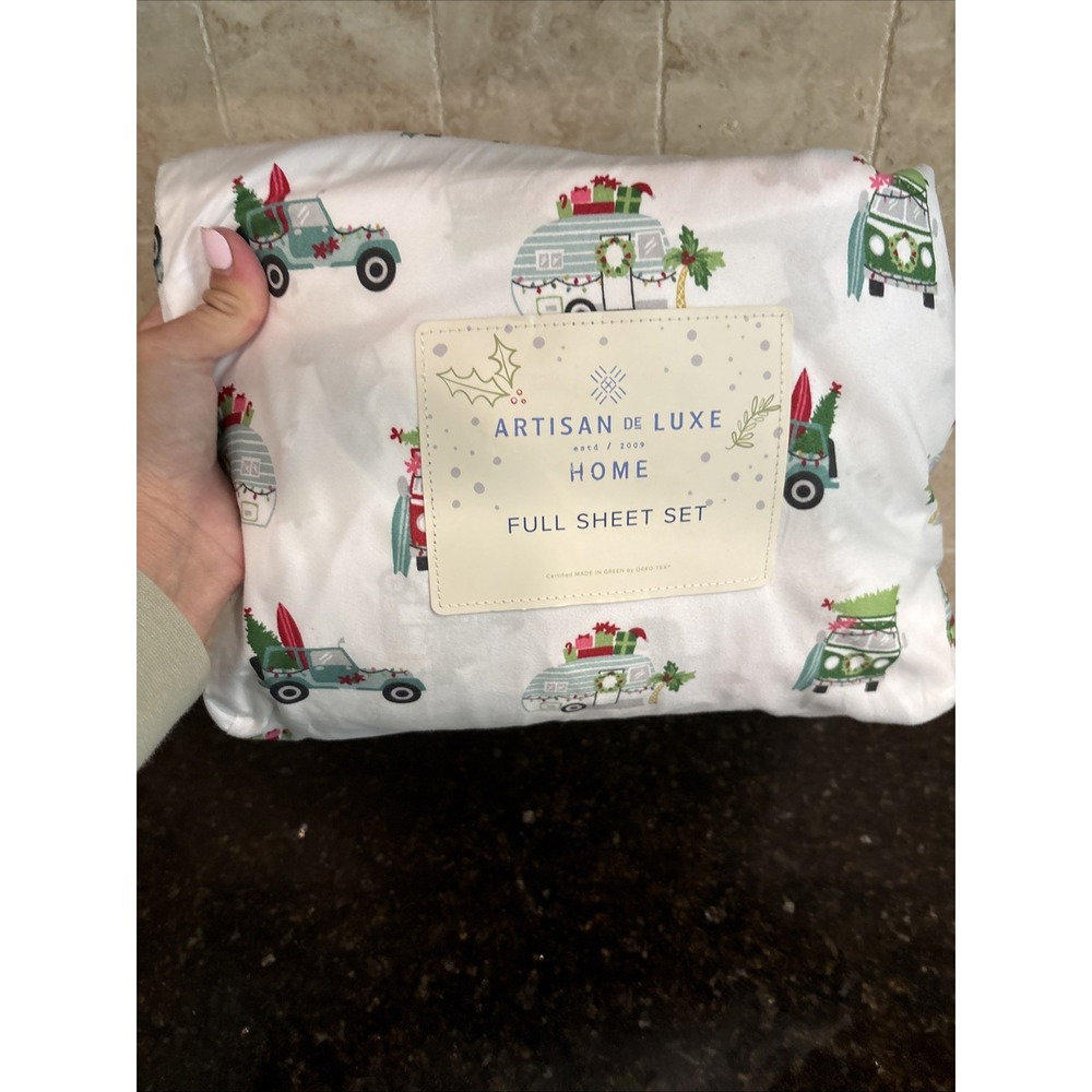 Artisan De Luxe Sheet Set Size Full Jeep Holiday Travel RV Cotton Bed Sheets New